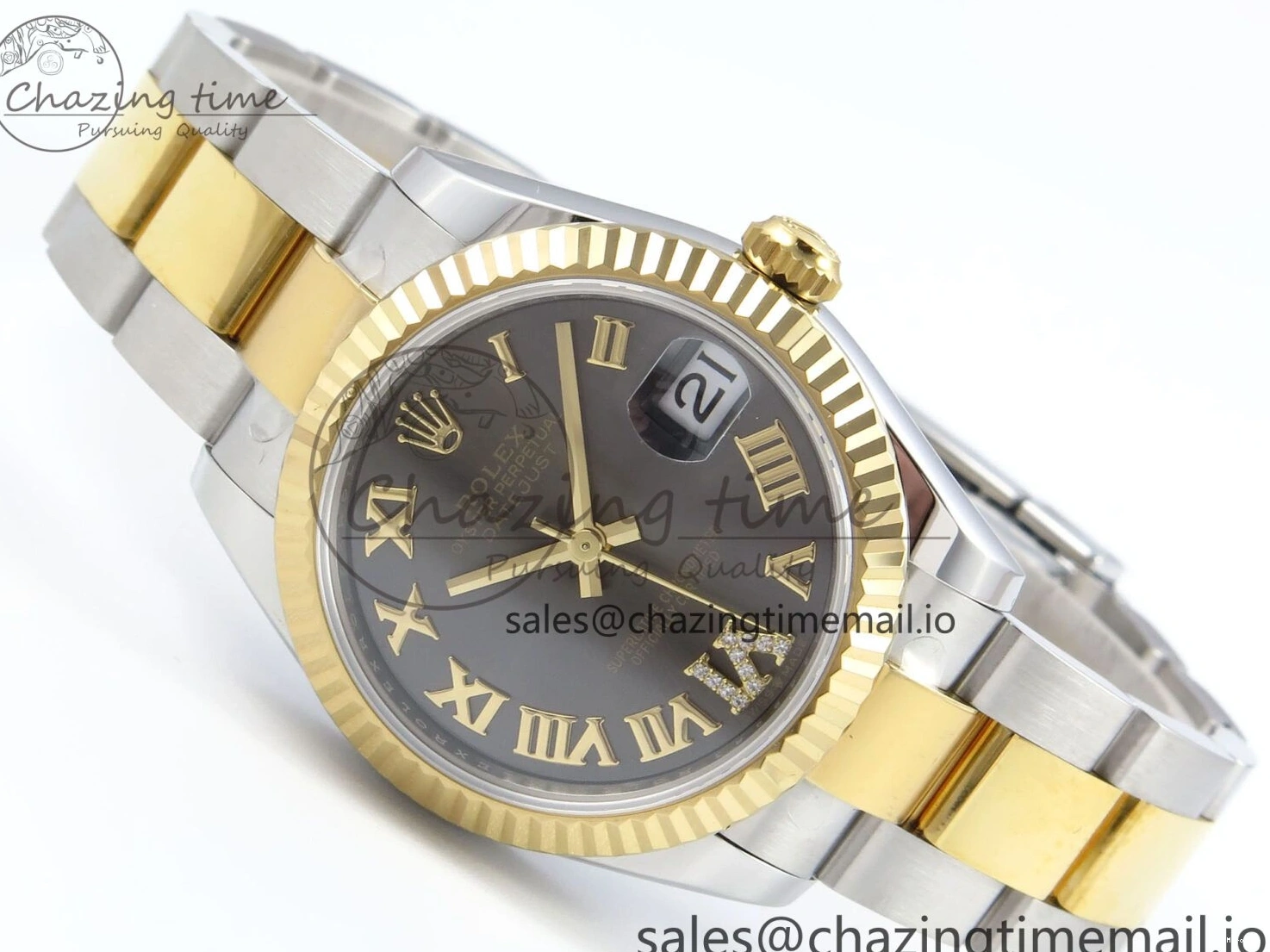 MiroTime 0511 Cozy DateJust 31 278273 ARF 1:1 Best Edition 904L Steel Gray Roman Diamonds Dial on SS YG Oyster Bracelet ETA 575
